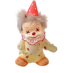 Vintage Joseph Originals Clown Bank Flocked 1960's Japan 6.75" Tall Collectible
